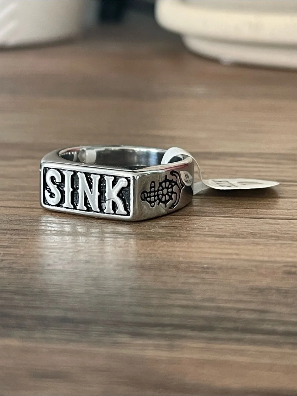 Silver 'SINK' Men's Ring